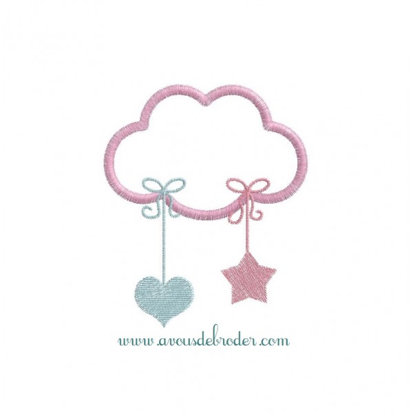 Nuage Coeurs & Etoiles (appliqué)