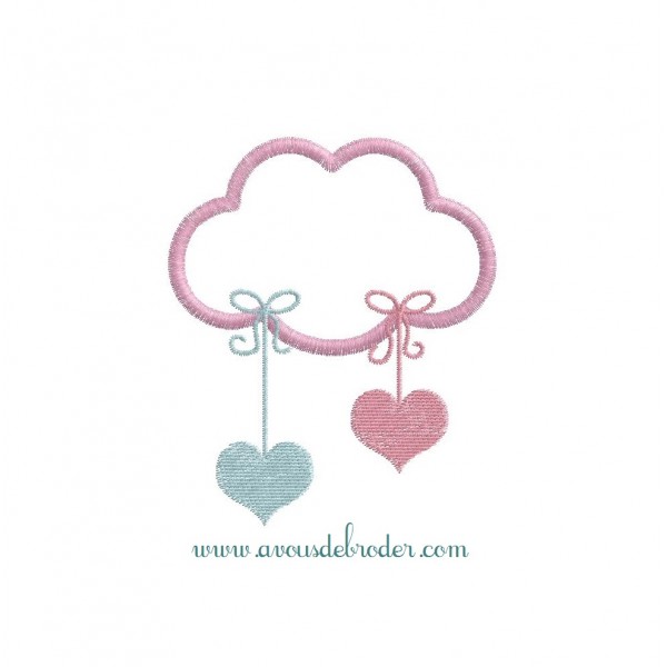 Nuage Coeurs & Etoiles (appliqué)