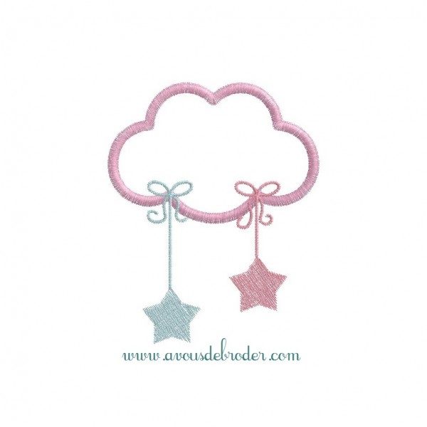 Nuage Coeurs & Etoiles (appliqué)