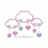 3 Nuages Coeurs & Etoiles (appliqué)