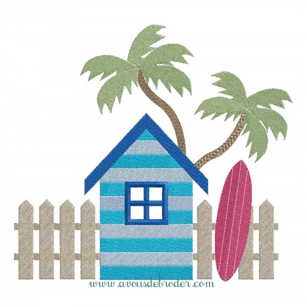 Cabine de plage et surf